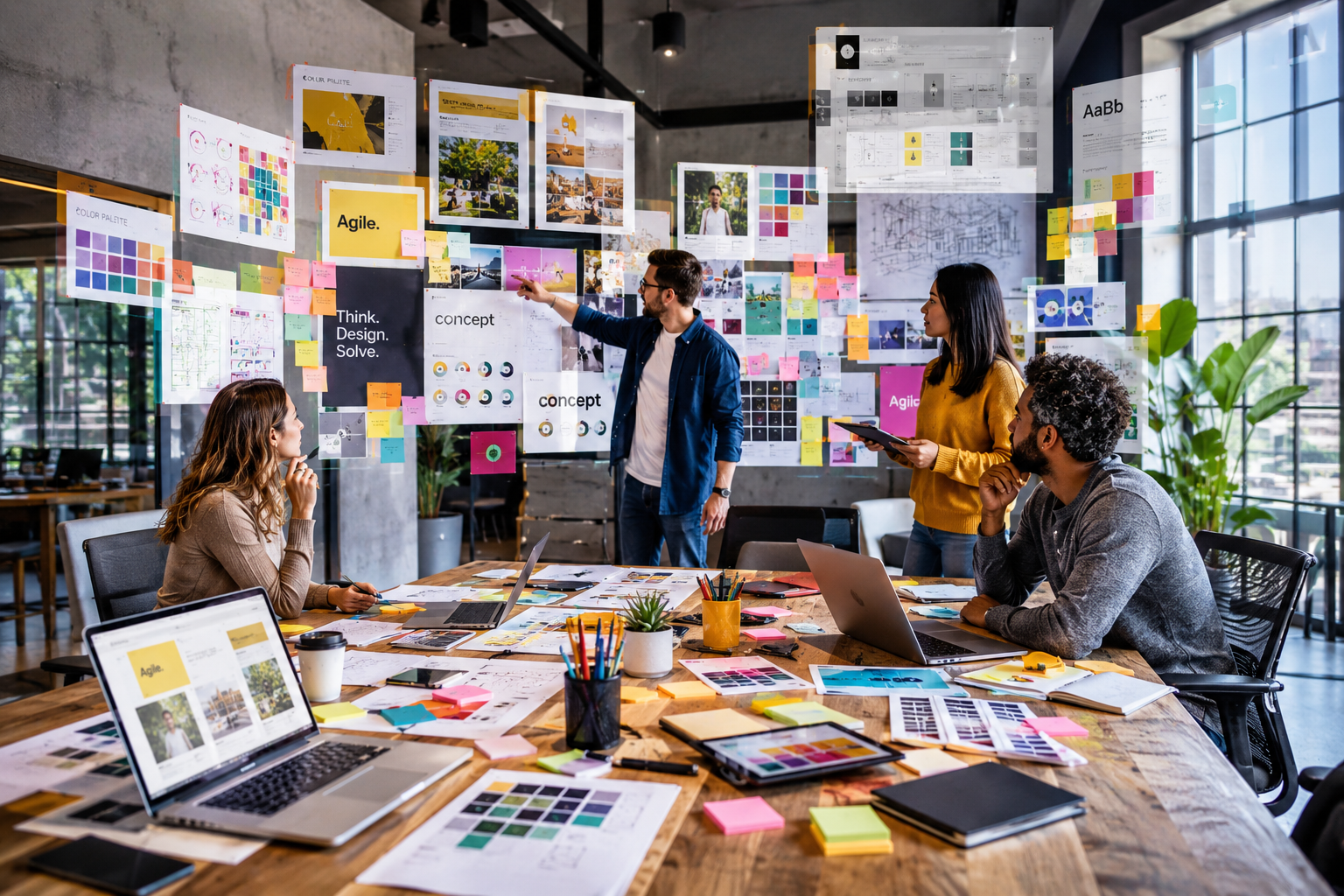 Creative team mapping brand strategy on a mood board