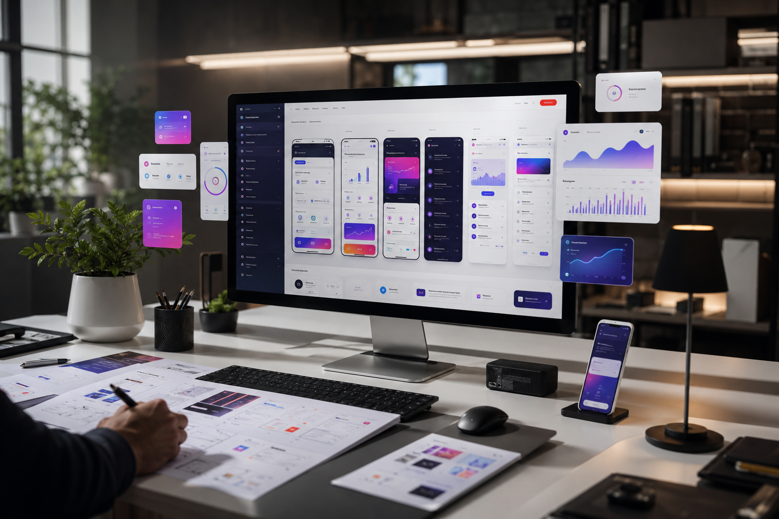 UI/UX app and product design screens